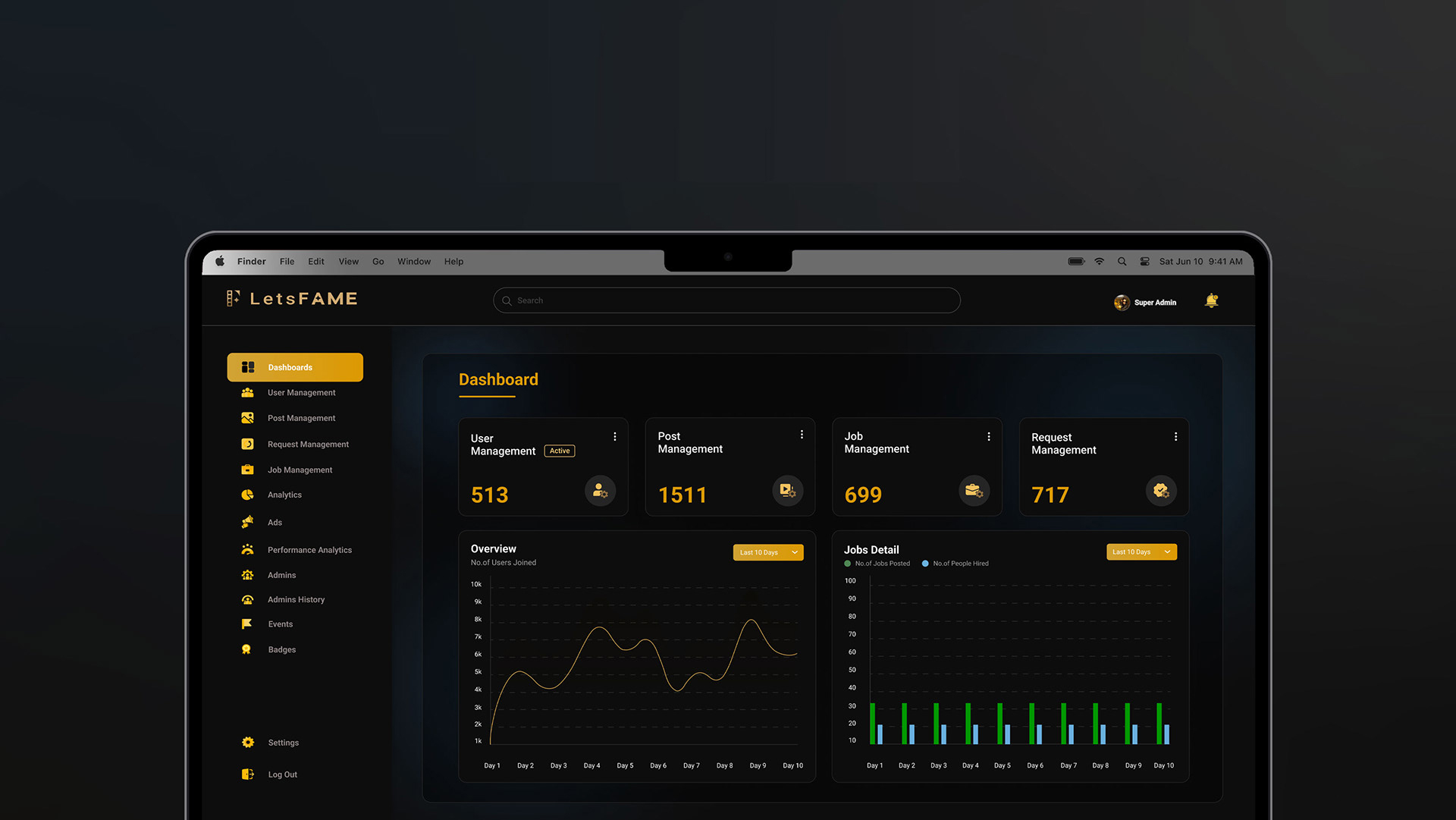 LetsFAME Admin Panel project cover