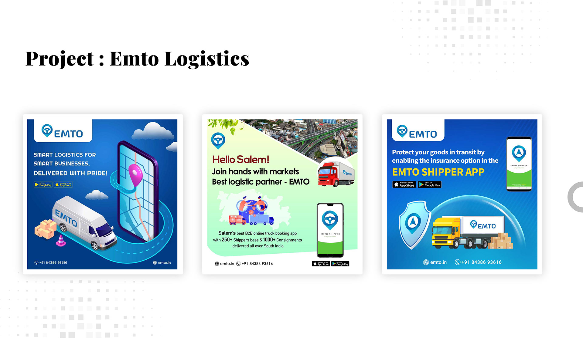Emto Logistics social media creative set