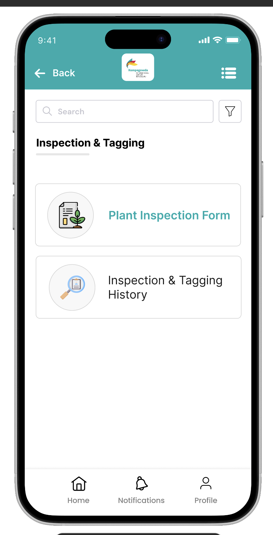 Inspection & tagging — mobile screen