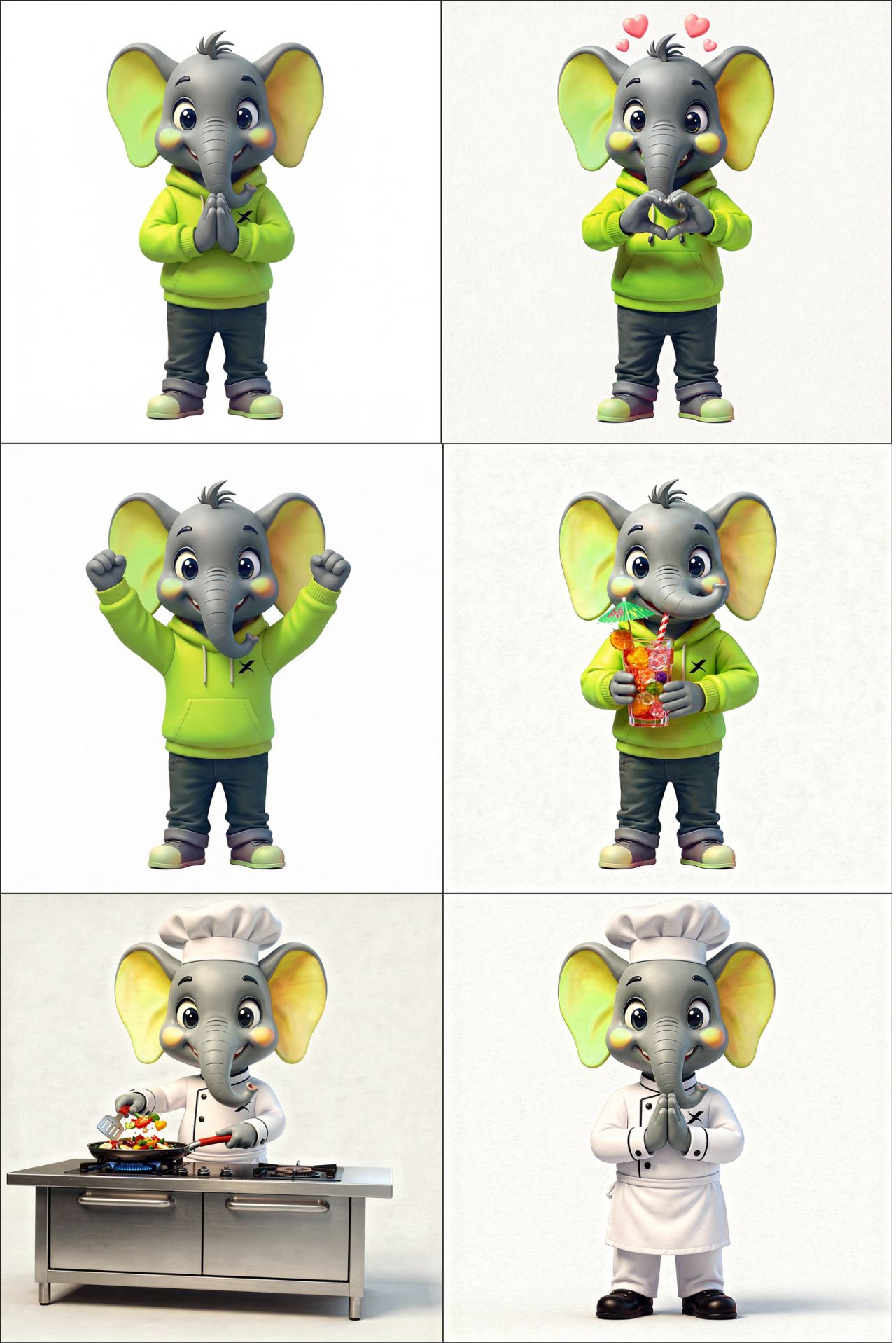 Mascot applications across poses and formats