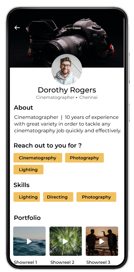 LetsFAME mobile profile screen