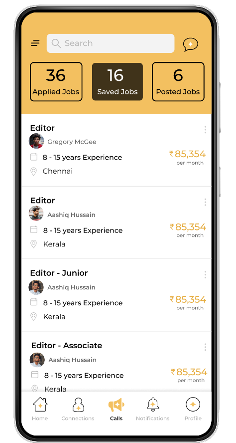 LetsFAME mobile jobs screen