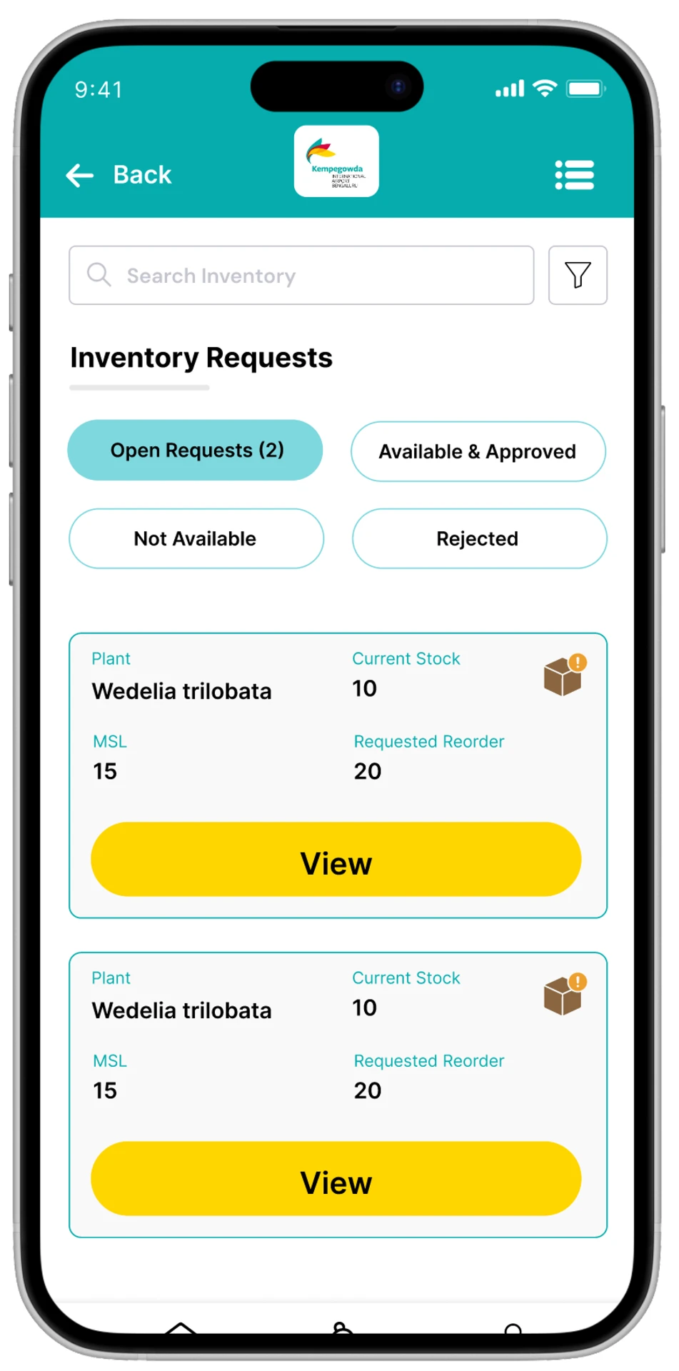 Material requests — mobile screen 2