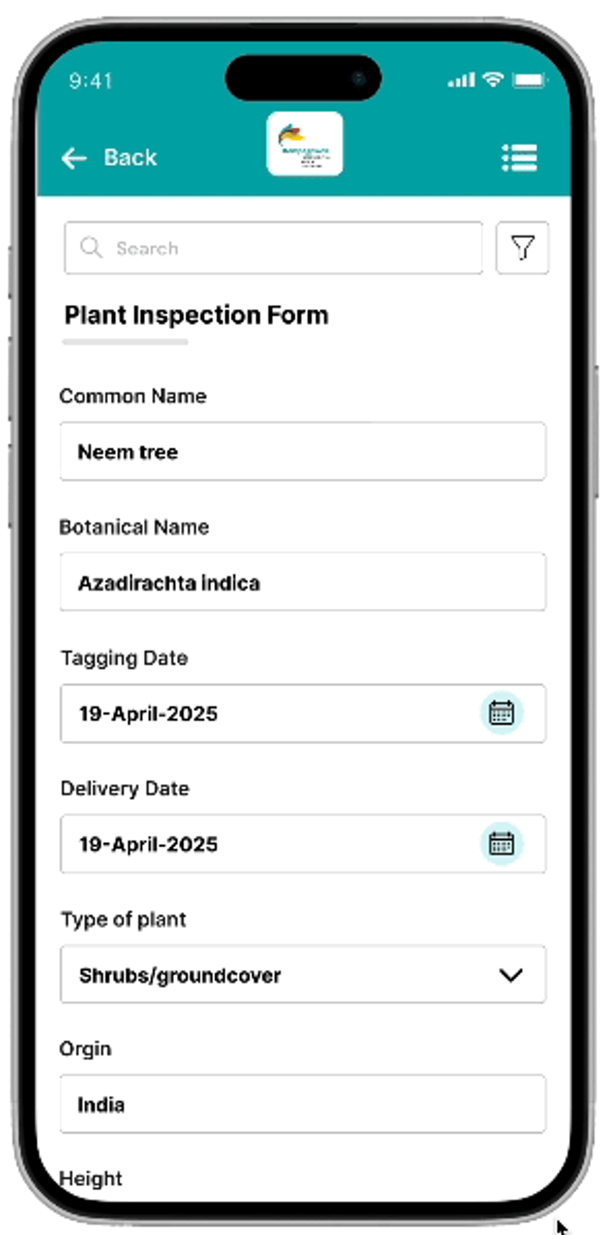 Inspection & tagging — mobile screen 1